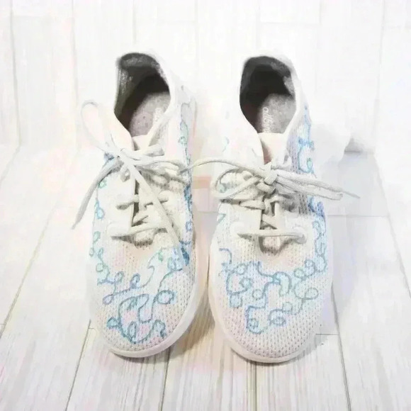 Allbirds white w/blue swirl size W9 sneakers 1119 rm1 - Picture 2 of 11